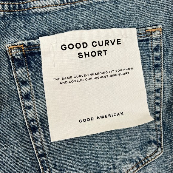 New Good American Good Curve Short Denim Jean Shorts High Rise Distressed - 18 - Picture 10 of 11